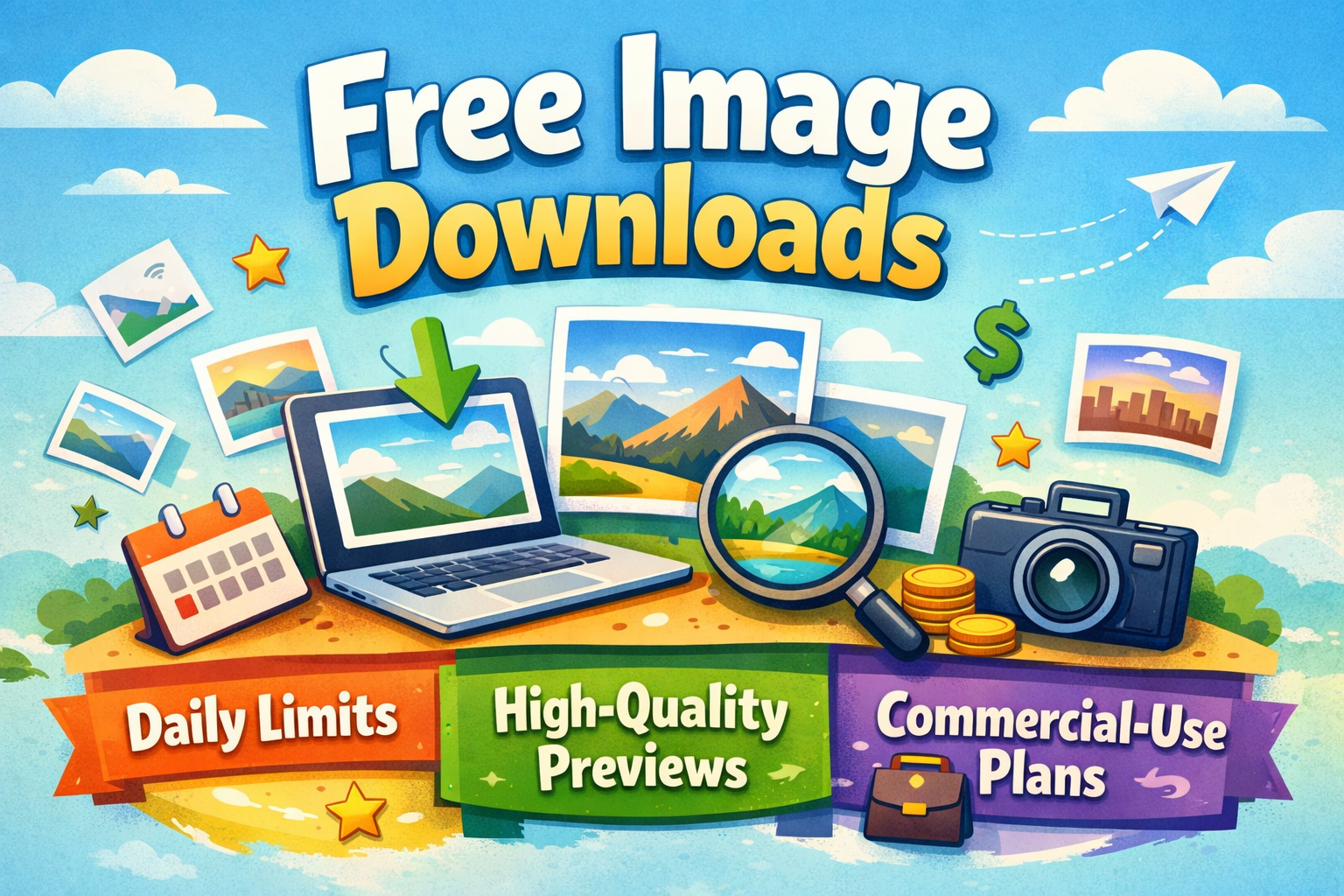Free Image Downloads: Daily Limits, High-Quality Previews, and Commercial-Use Plans
