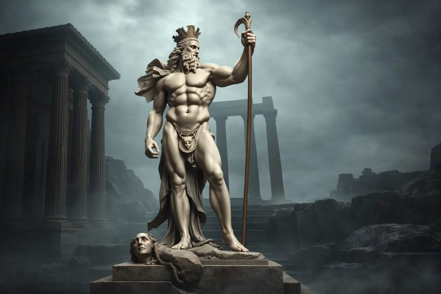 Sculptural Myth AI Backgrounds: 10 Hyper-Realistic Greek God Scenes (4K Prompts)