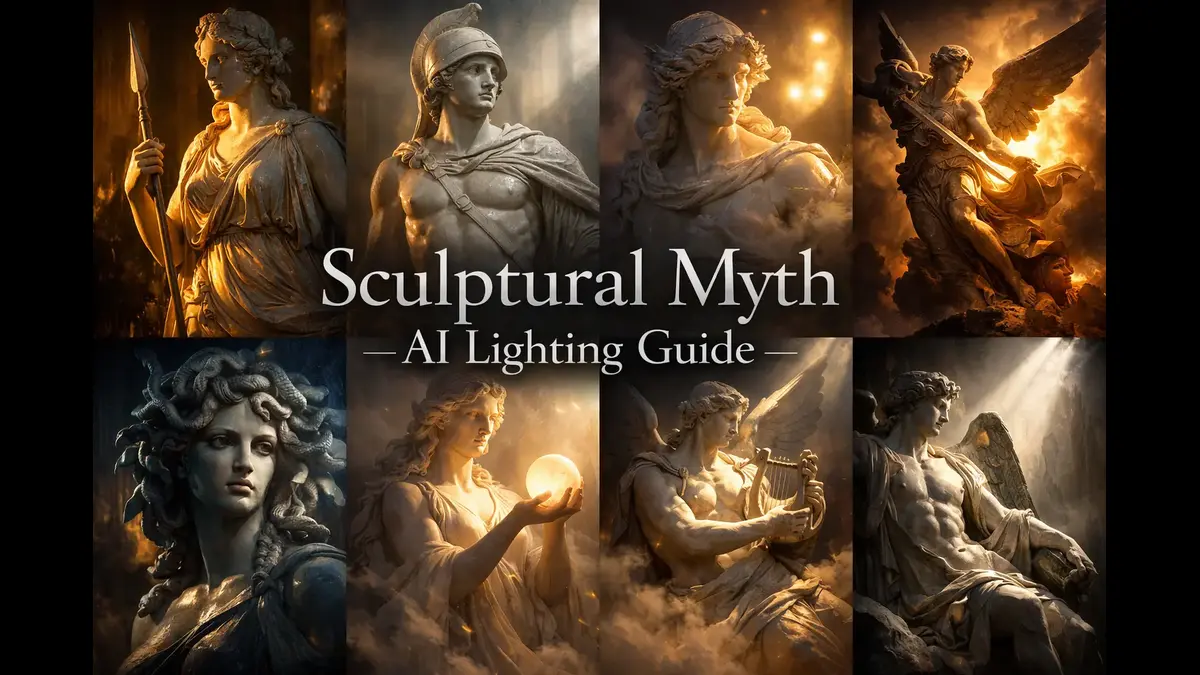 Sculptural Myth AI Lighting Guide: Cinematic, Soft Glow & Dramatic Effects